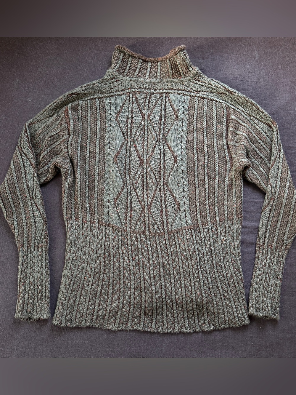 Vintage Peruvian Connection Cableknit Baby Alpaca Wool Silk Knit Cardigan L - Picture 7 of 12